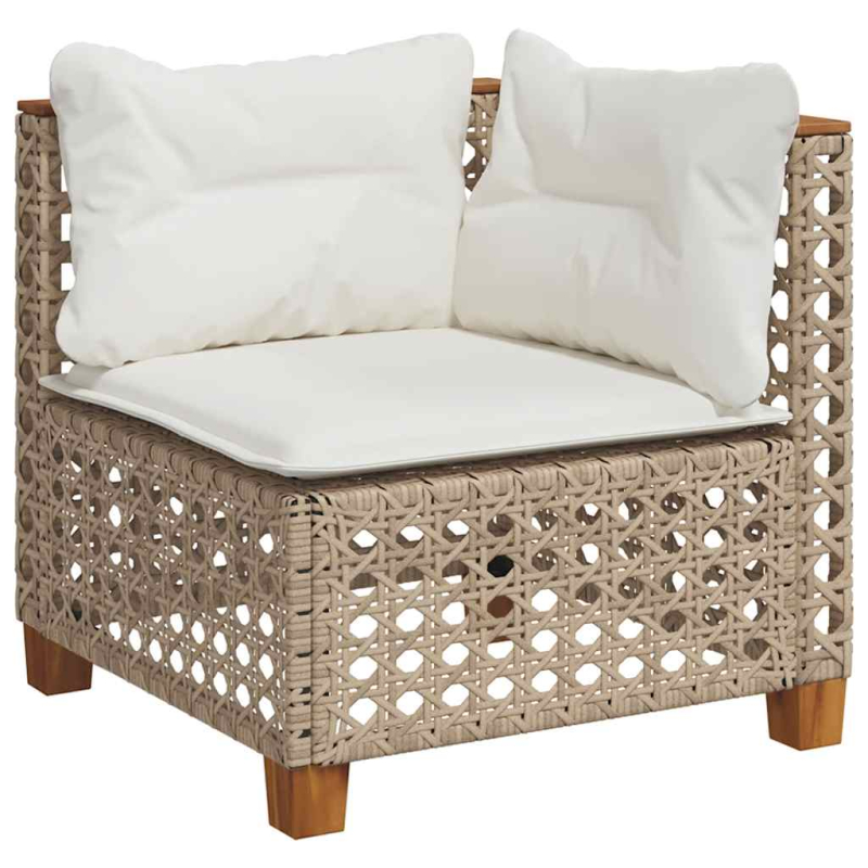 11-tlg. Garten-Sofagarnitur mit Kissen Beige Poly Rattan