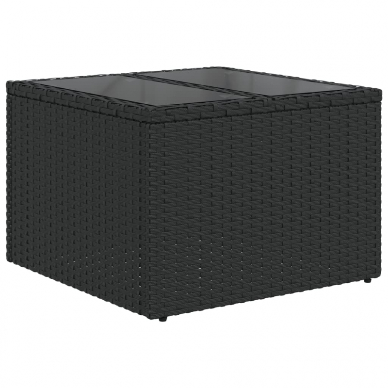 2-tlg. Garten-Sofagarnitur mit Kissen Schwarz Poly Rattan Glas