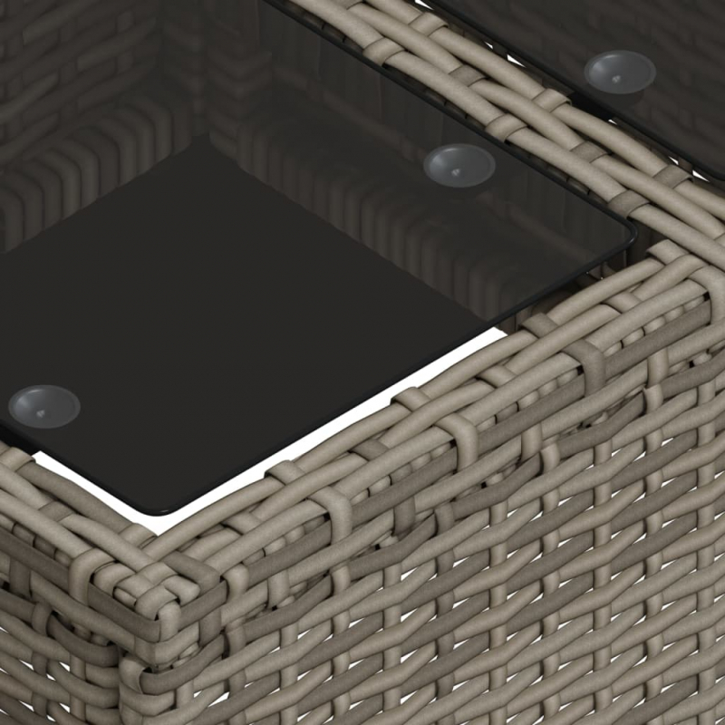 2-tlg. Garten-Sofagarnitur mit Kissen Grau Poly Rattan Glas