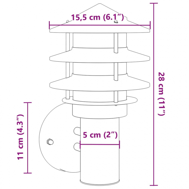 Außenwandleuchten 2 Stk. Silbern Edelstahl