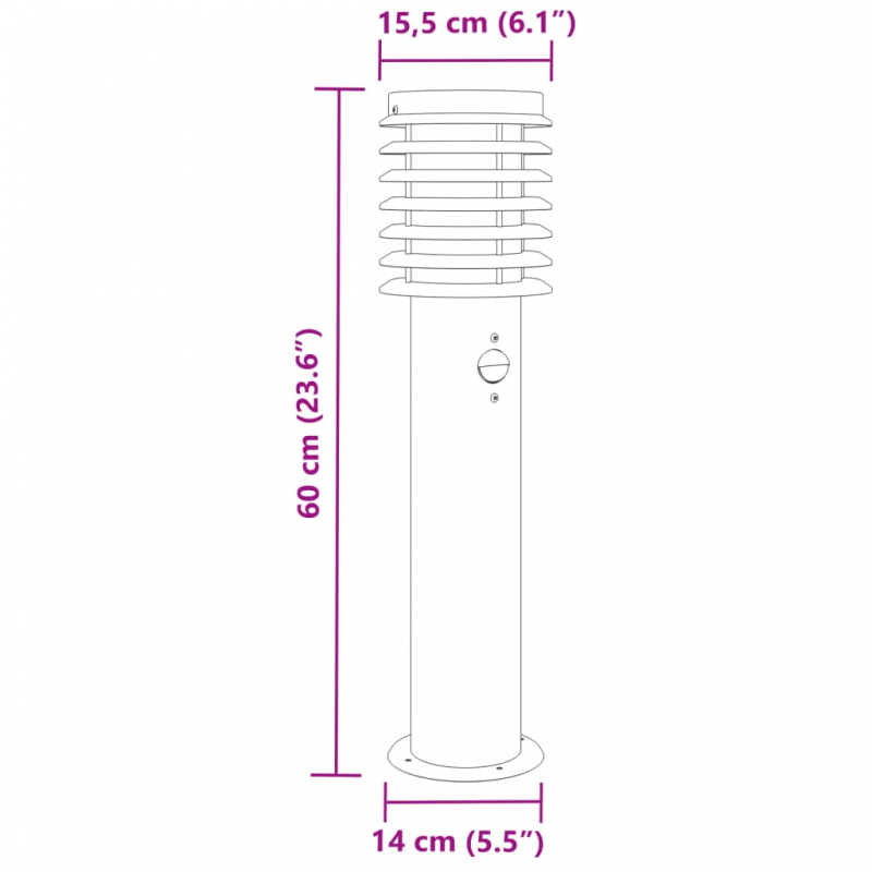 Wegeleuchten mit Bewegungsmelder 3 Stk. Silbern 60 cm Edelstahl