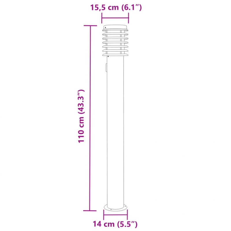 Wegeleuchten mit Steckdose 3 Stk. Silbern 110 cm Edelstahl