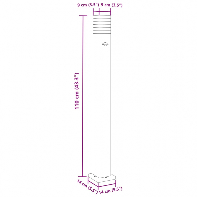 Wegeleuchte mit Bewegungsmelder Schwarz 110 cm Aluminium