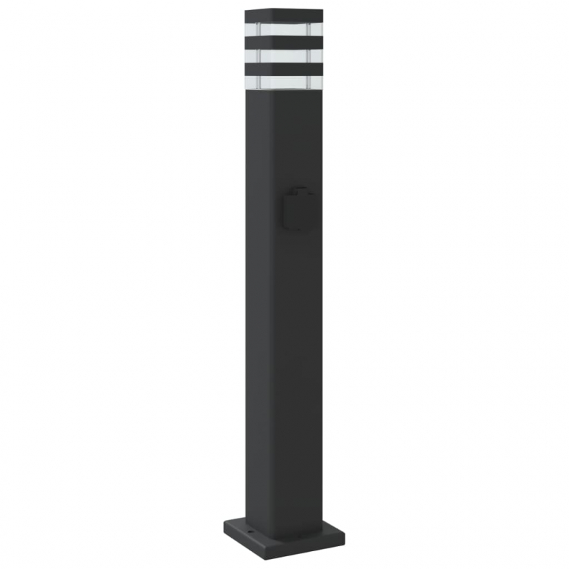 Wegeleuchte mit Steckdose Schwarz 80 cm Aluminium