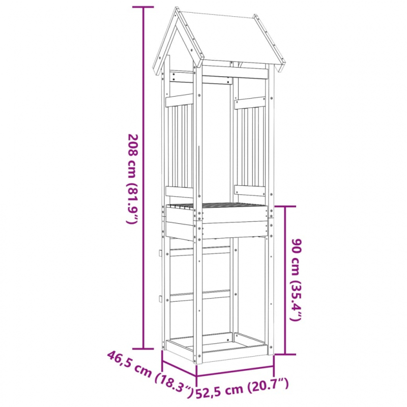 Spielturm 52,5x46,5x208 cm Massivholz Douglasie