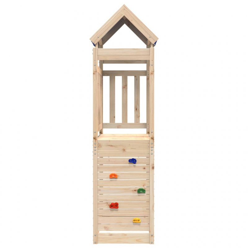 Spielturm mit Kletterwand 110,5x52,5x215 cm Massivholz Kiefer