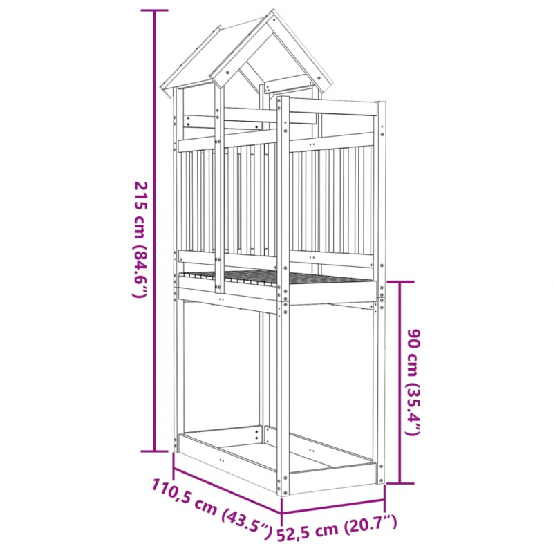 Spielturm 110,5x52,5x215 cm Kiefernholz Imprägniert