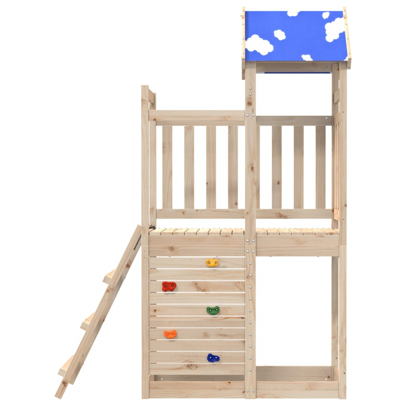 Spielturm mit Kletterwand 110,5x52,5x215 cm Massivholz Kiefer