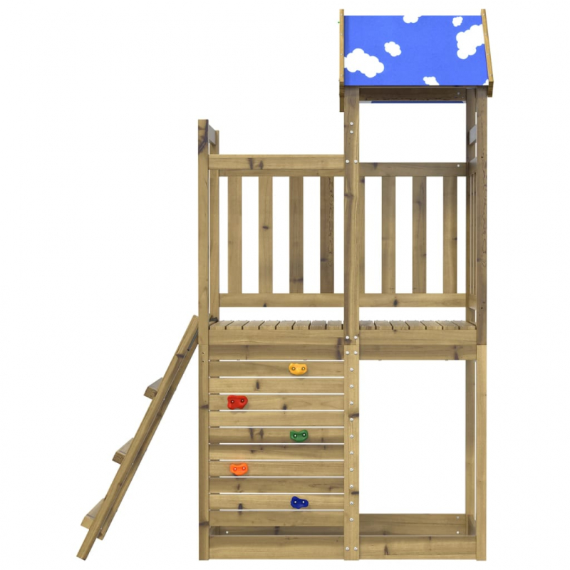 Spielturm mit Kletterwand 110,5x52,5x215 cm Kiefernholz