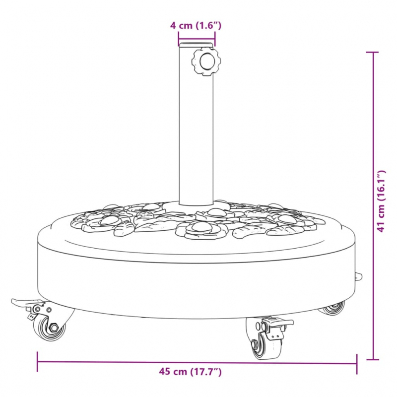 Sonnenschirmständer mit Rollen für Ø38/48 mm Mast 27 kg Rund