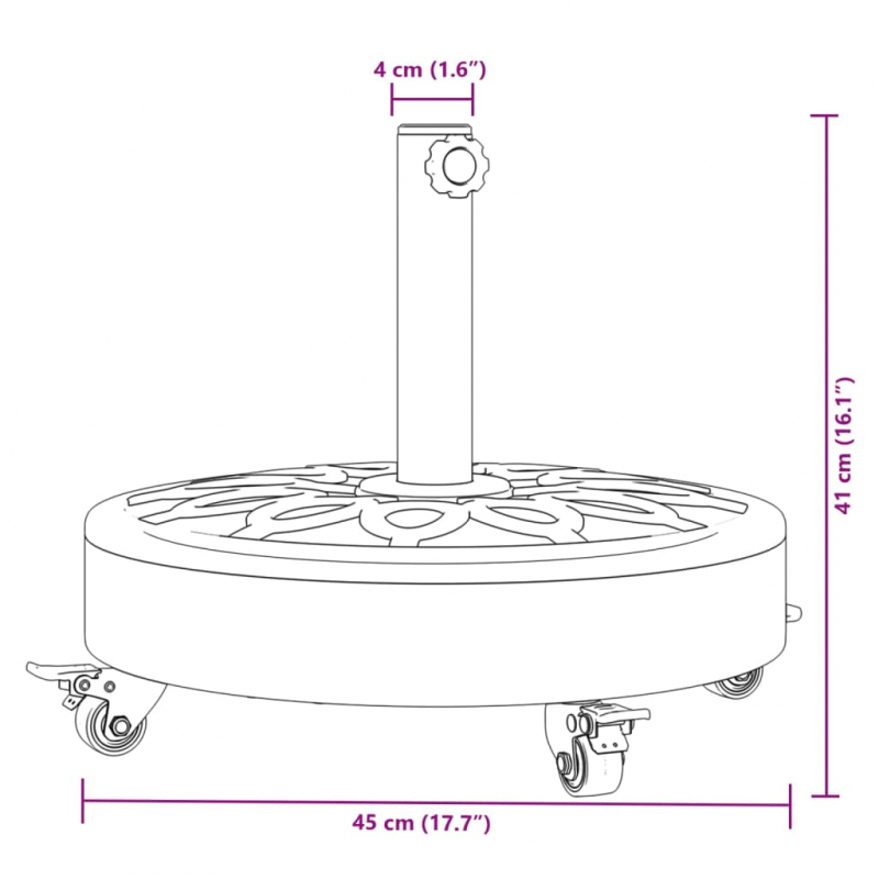 Sonnenschirmständer mit Rollen für Ø38/48 mm Mast 27 kg Rund
