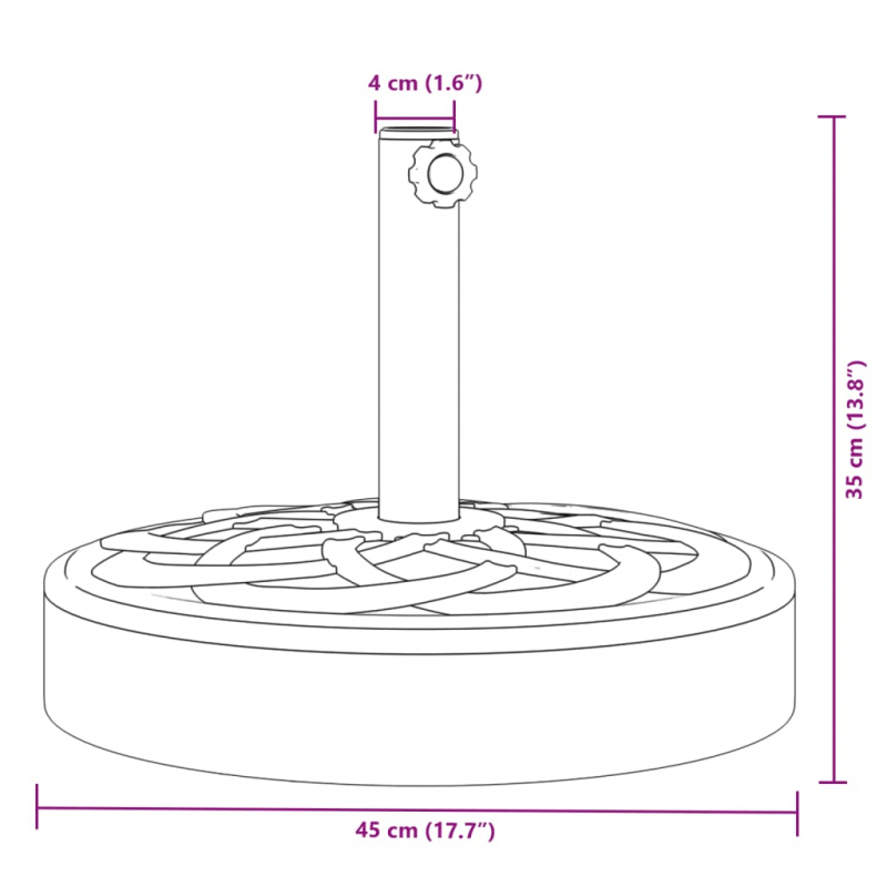 Sonnenschirmständer für Ø38/48 mm Mast 25 kg Rund