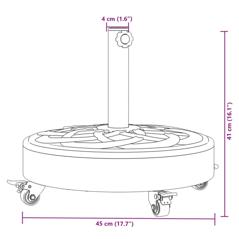 Sonnenschirmständer mit Rollen für Ø38/48 mm Mast 27 kg Rund