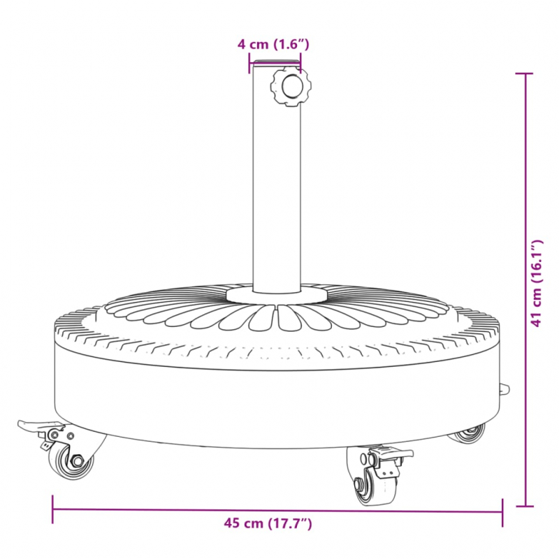 Sonnenschirmständer mit Rollen für Ø38/48 mm Mast 27 kg Rund