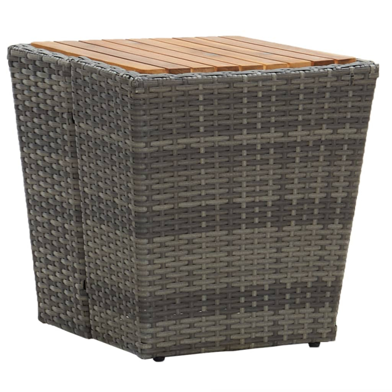 3-tlg. Bistro-Set mit Kissen Grau Poly Rattan und Glas