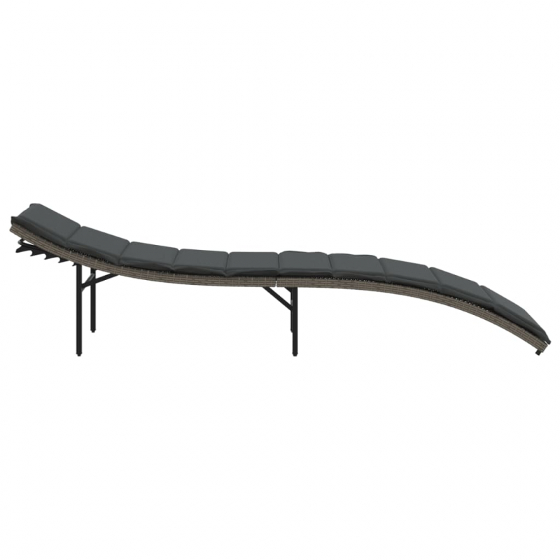 Sonnenliegen 2 Stk. mit Auflagen Grau Poly Rattan