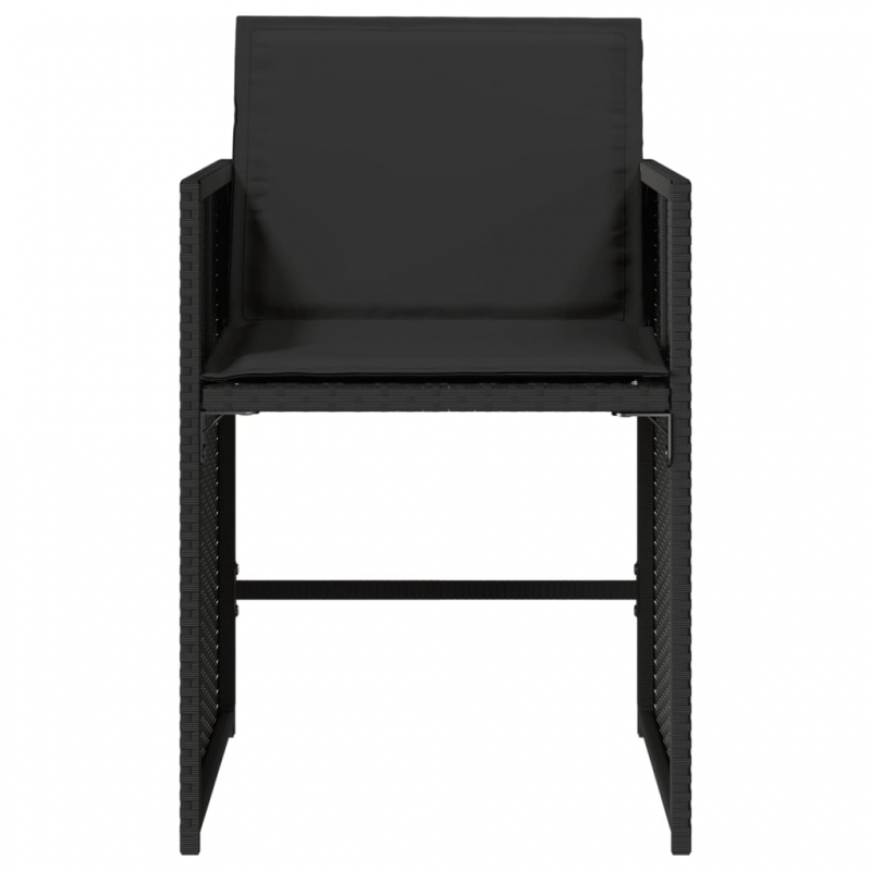 Gartenstühle mit Kissen 4 Stk. Schwarz Poly Rattan