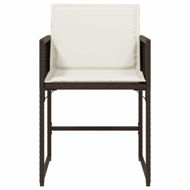 Gartenstühle mit Kissen 4 Stk. Braun Poly Rattan
