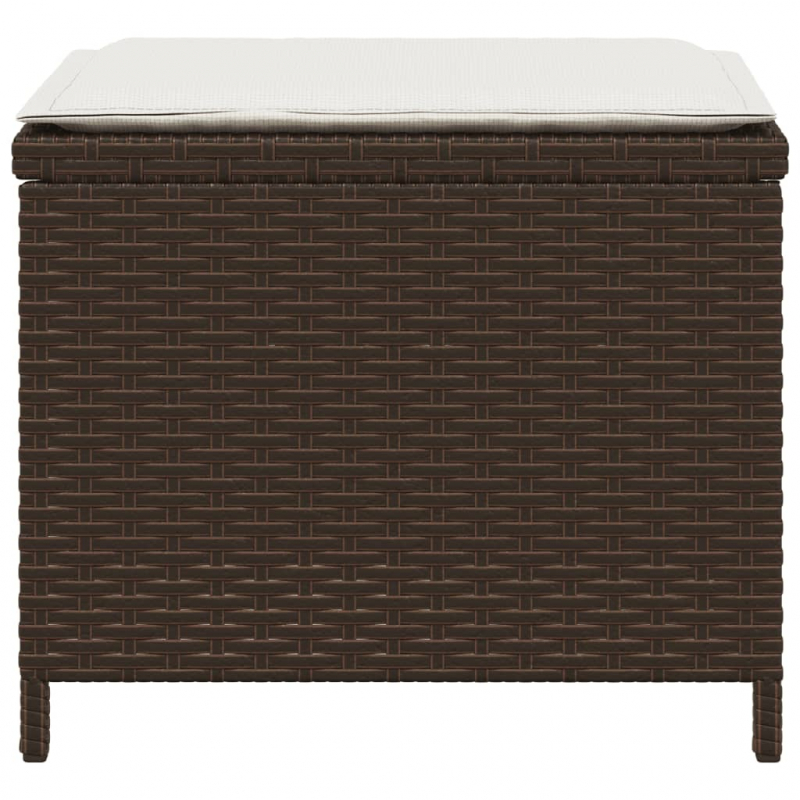 Gartenhocker mit Kissen 4 Stk. Braun 40x40x35 cm Poly Rattan