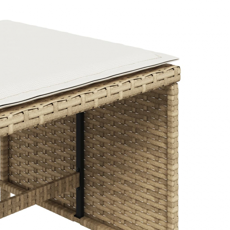 Gartenhocker mit Kissen 4 Stk. Beige 40x40x35 cm Poly Rattan