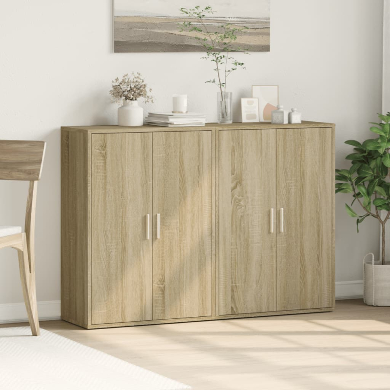 Sideboards 2 Stk. Sonoma-Eiche 60x31x84 cm Holzwerkstoff