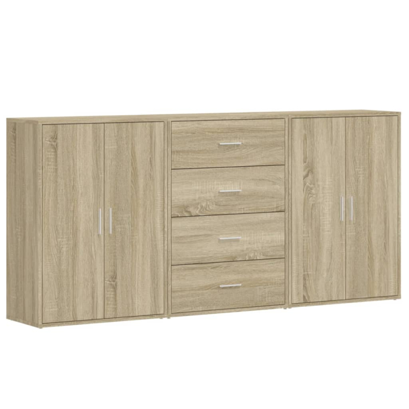 Sideboards 3 Stk. Sonoma-Eiche 60x31x84 cm Holzwerkstoff