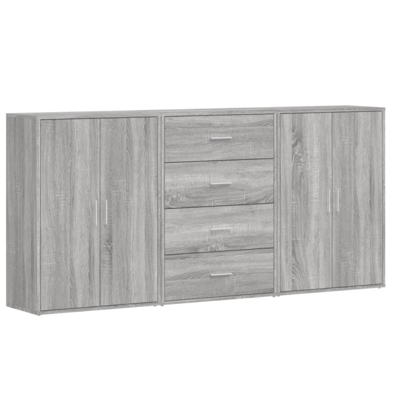 Sideboards 3 Stk. Grau Sonoma 60x31x84 cm Holzwerkstoff