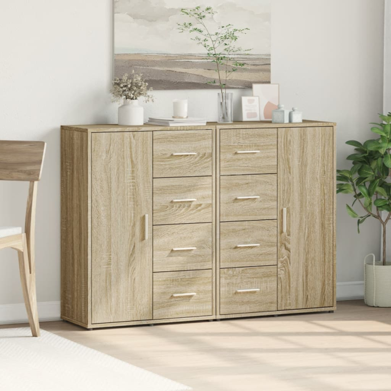Sideboards 2 Stk. Sonoma-Eiche 60x31x84 cm Holzwerkstoff