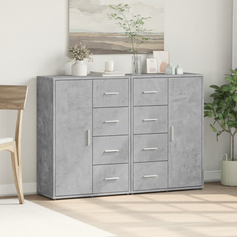 Sideboards 2 Stk. Betongrau 60x31x84 cm Holzwerkstoff