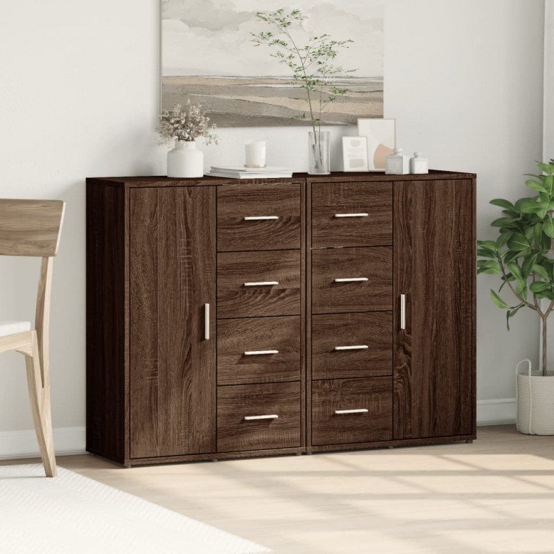 Sideboards 2 Stk. Braun Eichen-Optik 60x31x84 cm Holzwerkstoff
