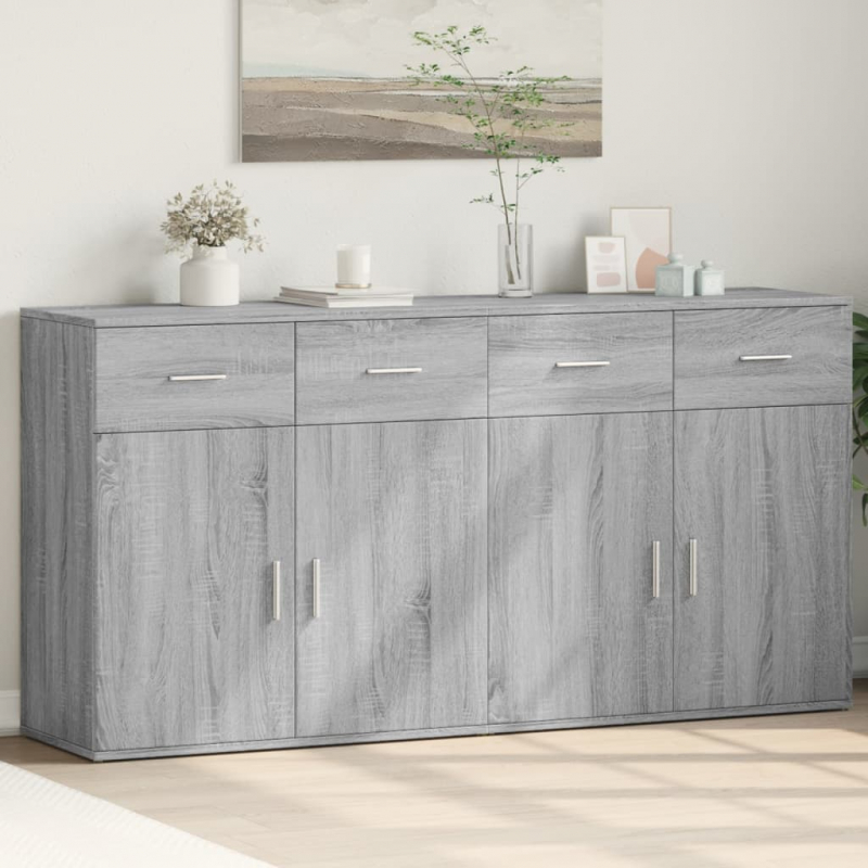 Sideboards 2 Stk. Grau Sonoma 79x38x80 cm Holzwerkstoff