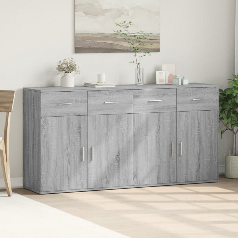 Sideboards 2 Stk. Grau Sonoma 79x38x80 cm Holzwerkstoff