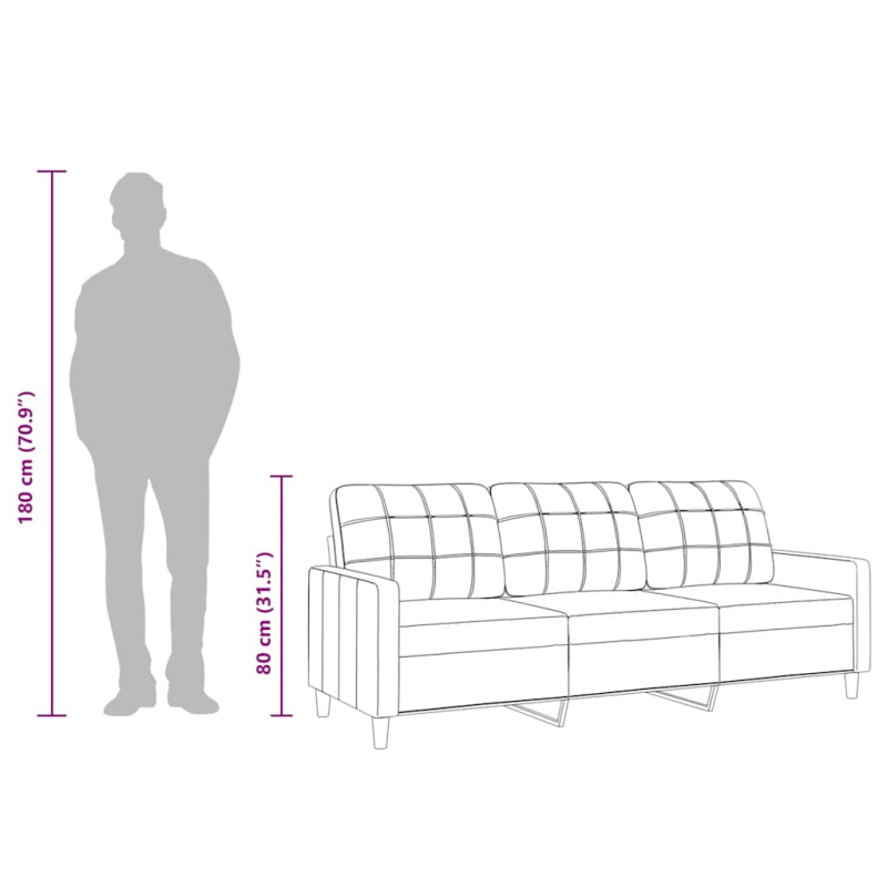 3-Sitzer-Sofa Braun 210 cm Stoff