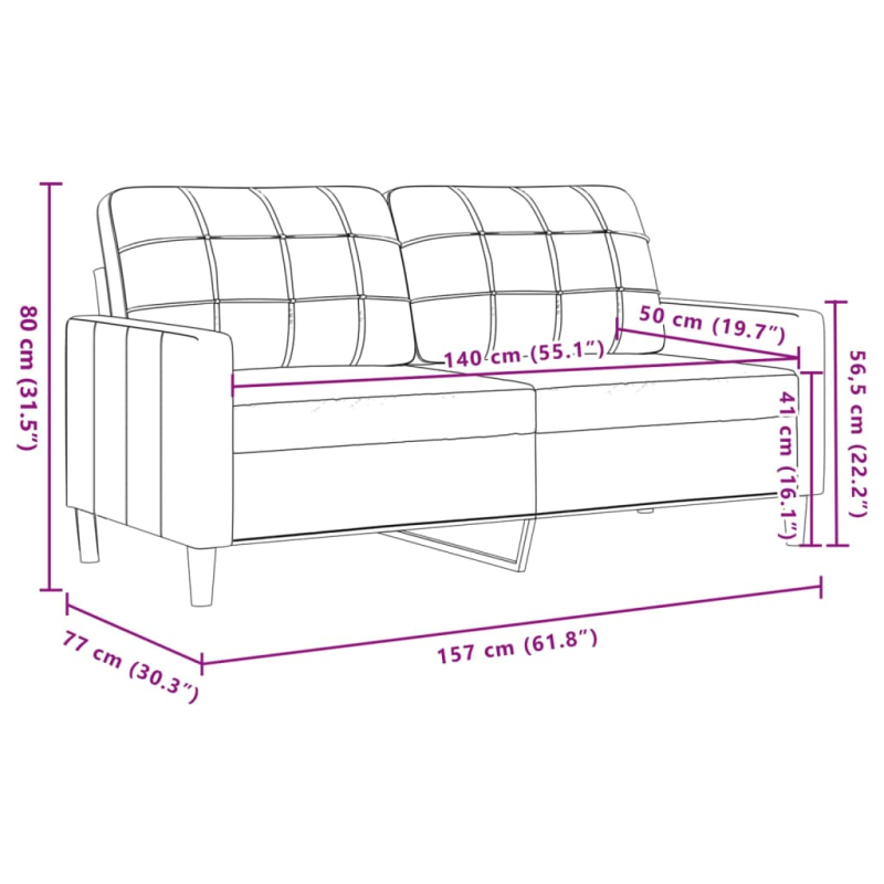2-Sitzer-Sofa Rosa 140 cm Samt