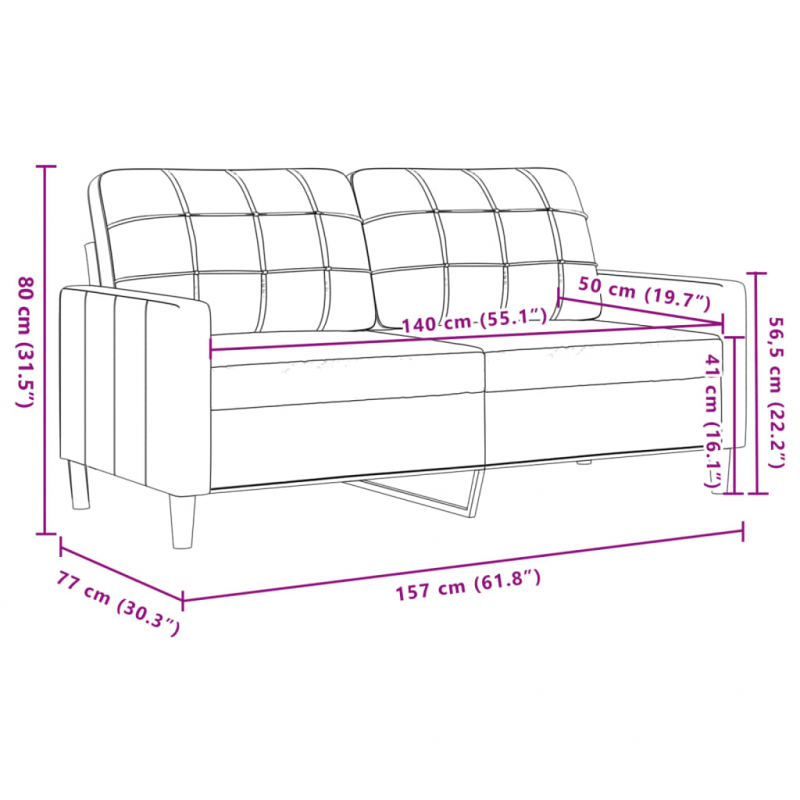 2-Sitzer-Sofa Creme 140 cm Samt