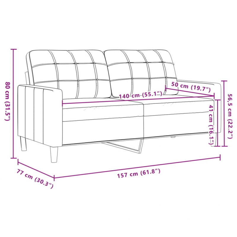 2-Sitzer-Sofa Blau 140 cm Samt