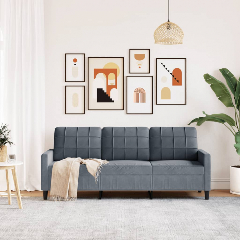3-Sitzer-Sofa Dunkelgrau 180 cm Samt