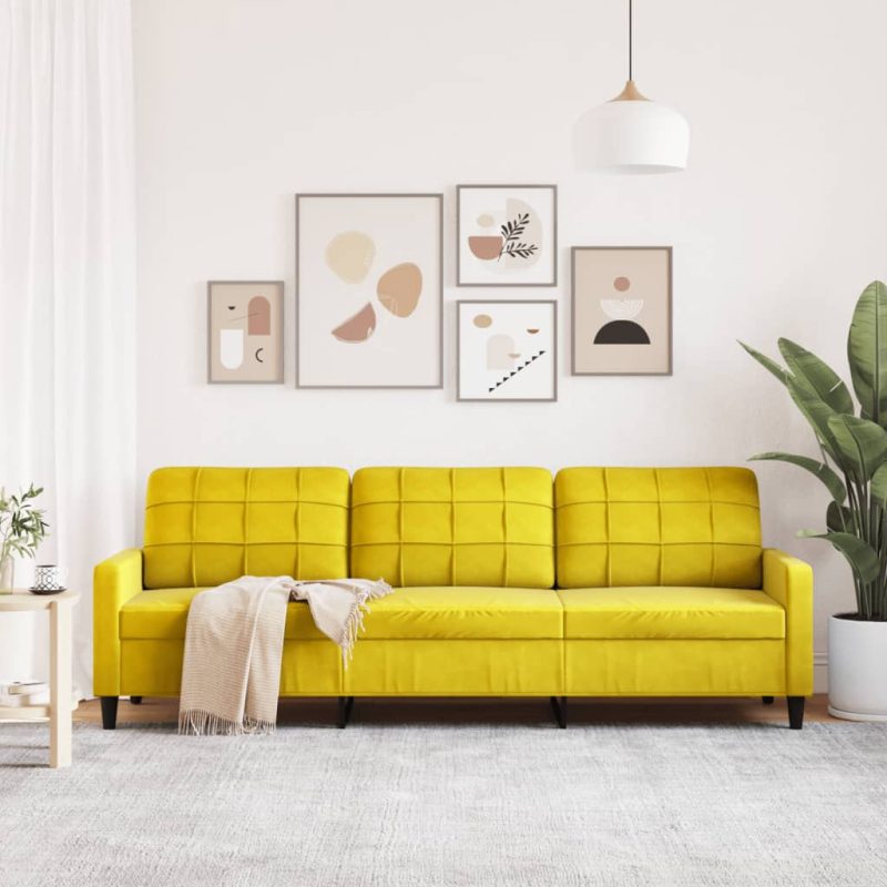 3-Sitzer-Sofa Gelb 210 cm Samt