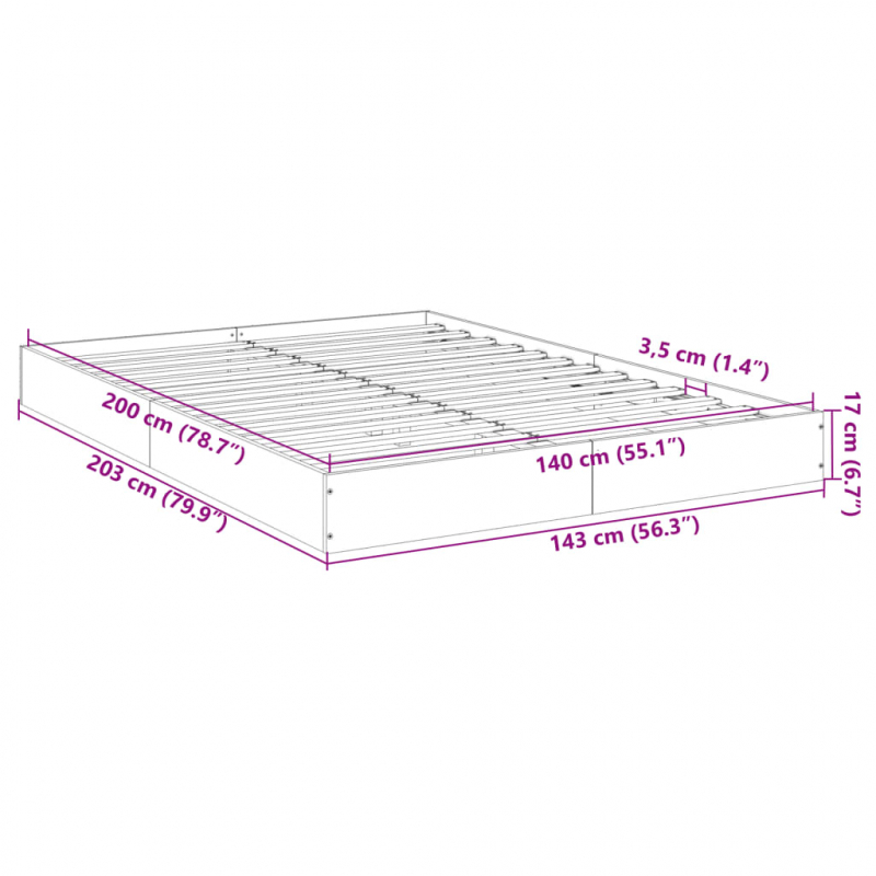 Bettgestell Schwarz 140x200 cm Holzwerkstoff