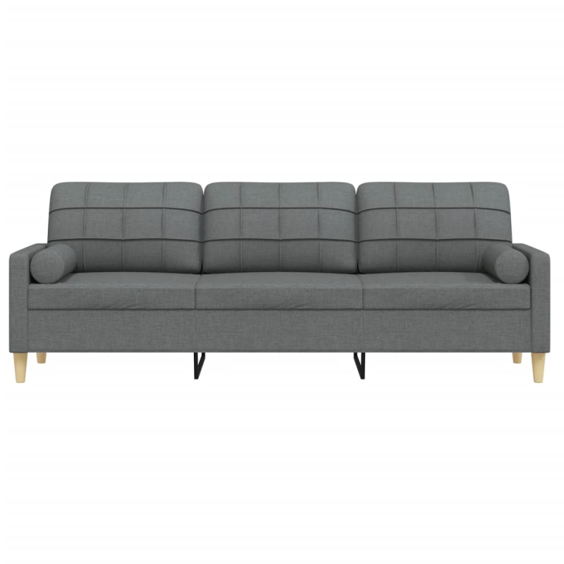 Sofa 3-Sitzer mit Zierkissen Dunkelgrau 210 cm Stoff