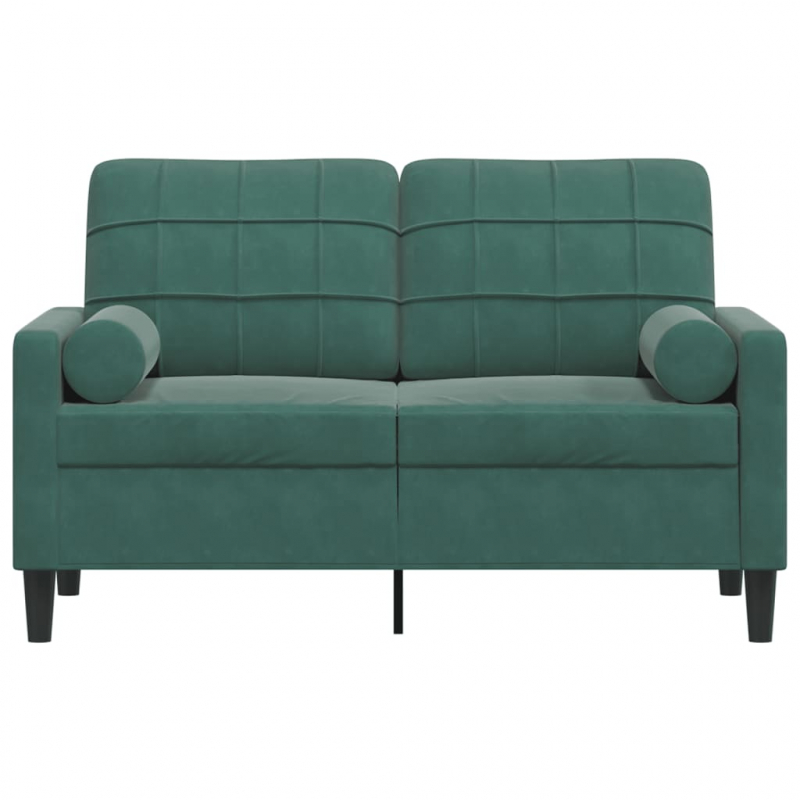 2-Sitzer-Sofa mit Zierkissen Dunkelgrün 120 cm Samt