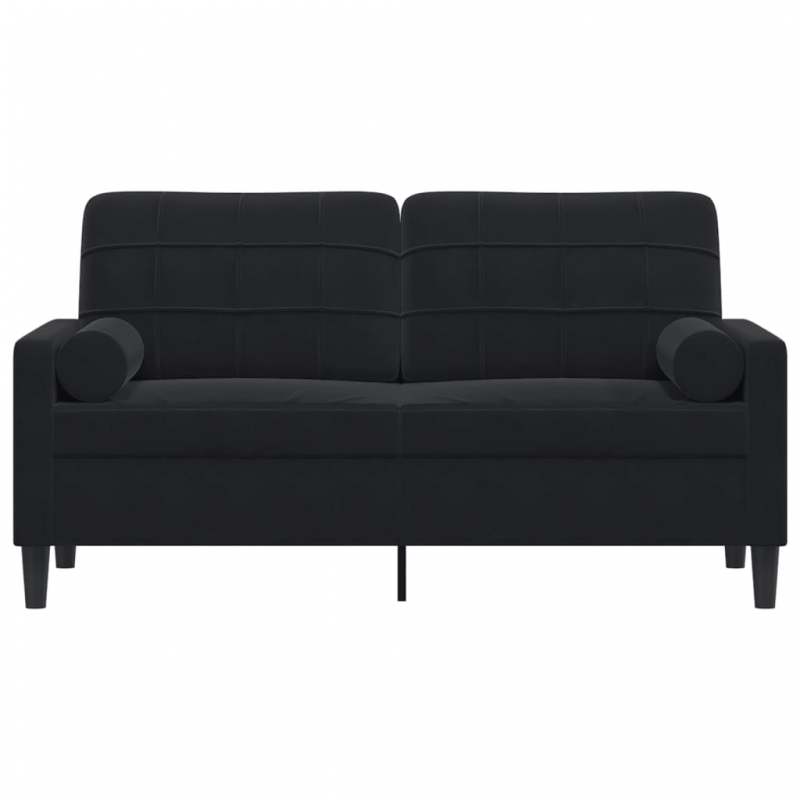 2-Sitzer-Sofa mit Zierkissen Schwarz 140 cm Samt