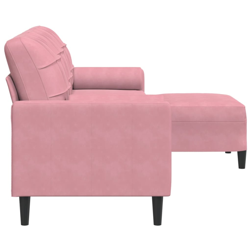 3-Sitzer-Sofa mit Hocker Rosa 210 cm Samt