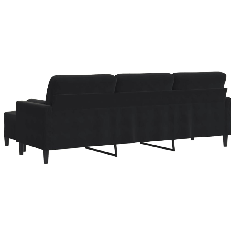 3-Sitzer-Sofa mit Hocker Schwarz 210 cm Samt