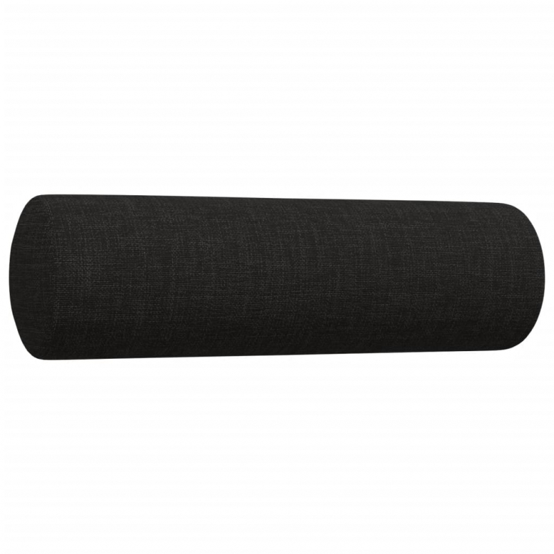 3-tlg. Sofagarnitur mit Dekokissen Schwarz Stoff