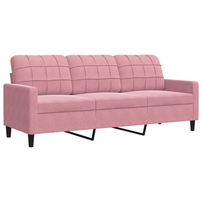 2-tlg. Sofagarnitur mit Kissen und Nackenrollen Rosa Samt