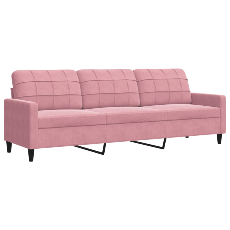 2-tlg. Sofagarnitur mit Kissen und Nackenrollen Rosa Samt