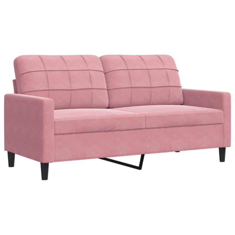 2-tlg. Sofagarnitur mit Kissen und Nackenrollen Rosa Samt