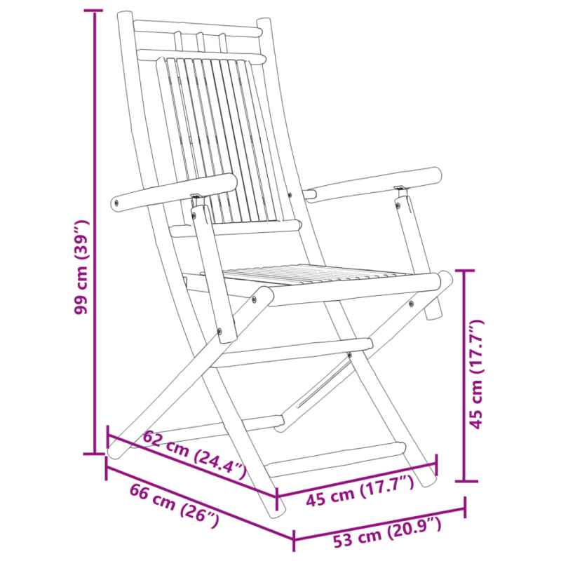Gartenstühle 4 Stk. Klappbar 53x66x99 cm Bambus