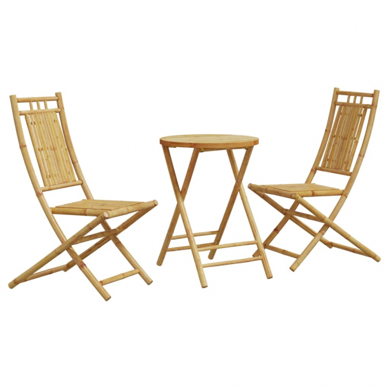 3-tlg. Bistro-Set Bambus